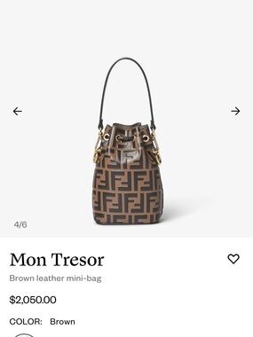 Fendi Brown FF Logo Mini Bucket Bag with Gold Hardware